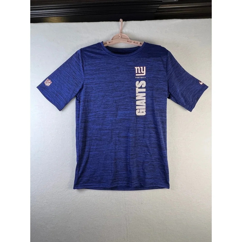 Nike New York Giants Dri-FIT Shirt Boys XL 18/20 Blue Heather Space Dye NFL Tee